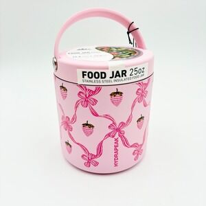 Hydrapeak Food Jar 25oz Stainless Steel‎ Insulated Hot Cold Pink Strawber…